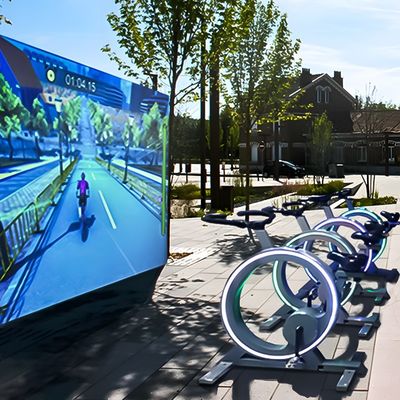 Καλή τιμή Δυναμικό ποδήλατο VR παιχνίδι γυμναστική Διαδραστική προβολή τοίχου εξωτερικά / εσωτερικά σε απευθείας σύνδεση