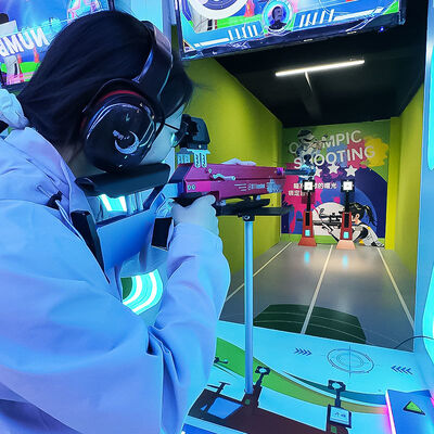 Καλή τιμή Εσωτερική εμπορική μηχανή πυροβολισμού με λειτουργία νομίσματος με προσομοίωση Ολυμπιακού πυροβολισμού για πολλαπλούς παίκτες σε απευθείας σύνδεση